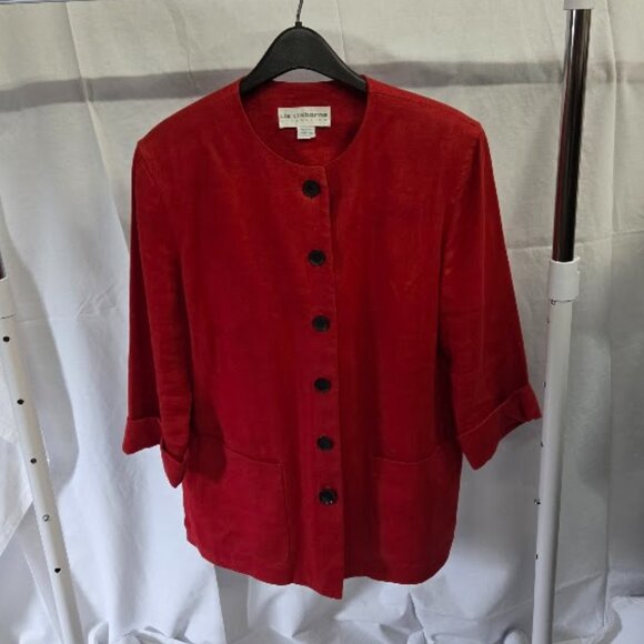 Liz Claiborne red jacket with black buttons - Picture 1 of 3
